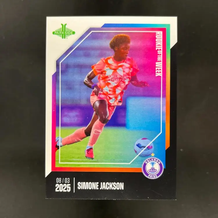 Simone Jackson 2025 NWSL Parkside Pronto Rookie Of The Week Subscriber Exclusive /210 Soccer Card #ROW14