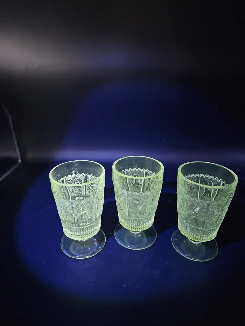 #A27 Westmoreland Clear Princess Feather Water Goblet Set of 3