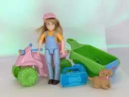 Fisher Price Loving Family Toys R Us exclusive 2008 ATV Fun Set Outdoor Campsite Doll 4 wheeler wagon & Pet dog