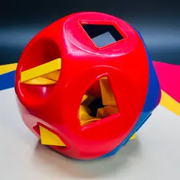 Djilly 15 - Vintage 70s Tupperware Toy Red Blue Shape Sorter Ball