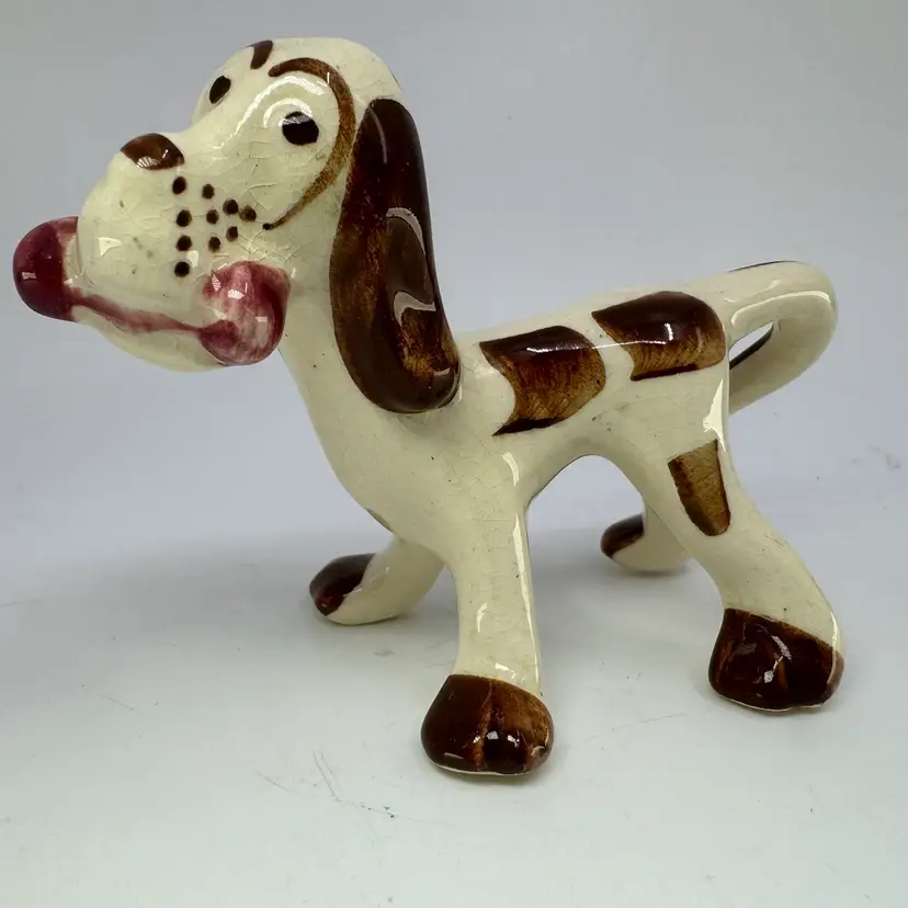 Vintage Japan MCM Ceramic Long Neck Dog Figurine Spotted Hound #1931 Kitsch