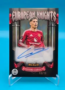 Alejandro Garnacho SP Auto 2024-25 Topps Merlin UEFA Club Competitions Black 10/10 European Knights Manchester United