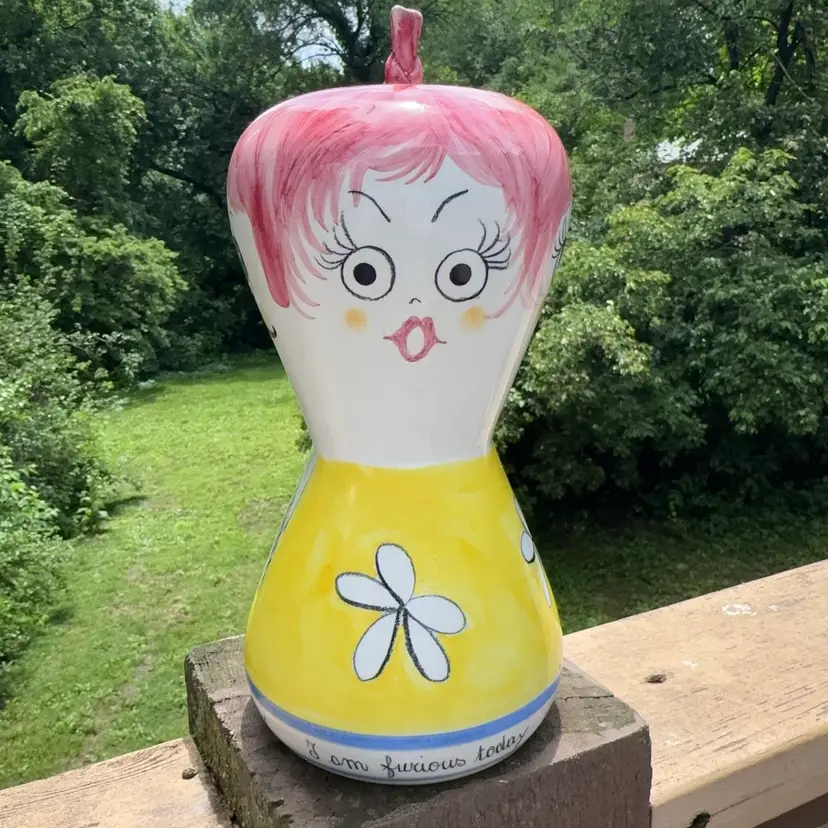 Vintage Italian Four-Face Mood Bank Hand Painted Ceramic 11”