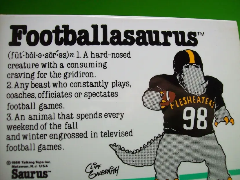 Footballasaurus Flesheater Dino Cliff Galbraith Football Dinosaur 1986 Display