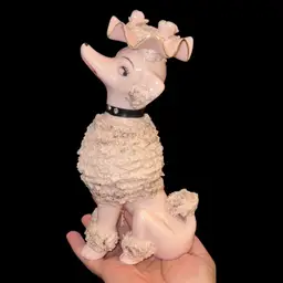 Rare 1950s Snobby Pink Spaghetti Poodle Ceramic Figurine Rare