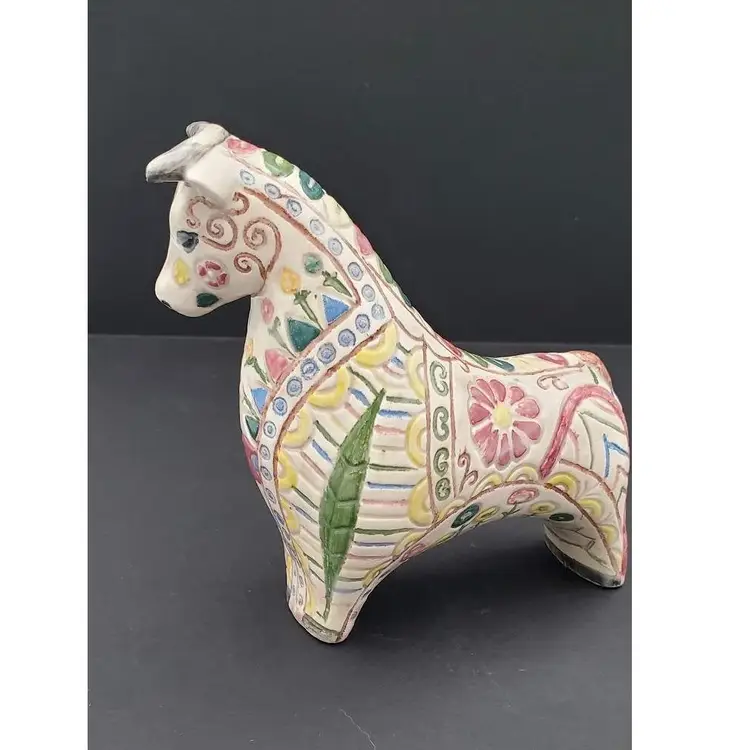 Vintage Ceramic Hand Painted Bull Figurine 1960's 7"