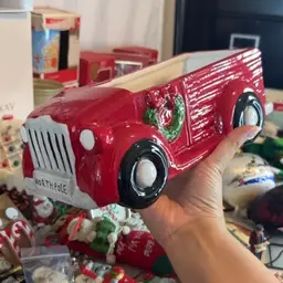 Holly Hill Ceramic Red Truck Decor Piece 11”