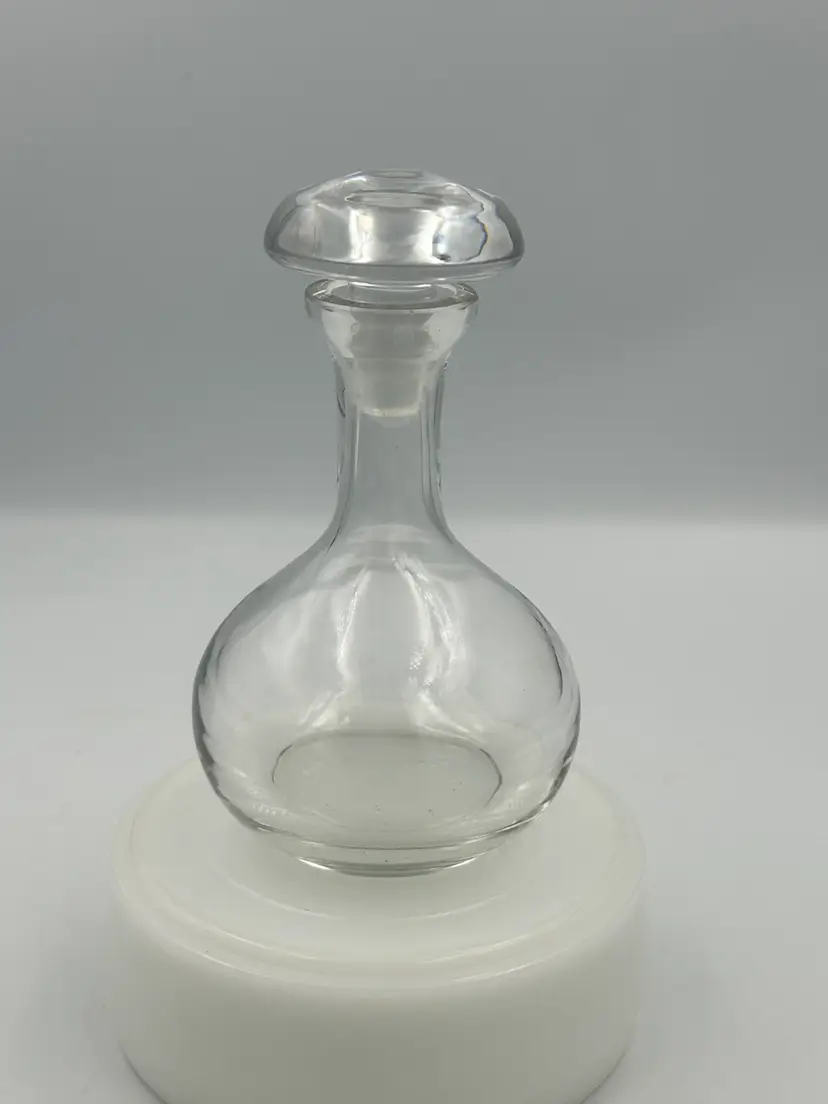 Vintage Heavy Clear Glass Perfume/ Bath Oil Bottle Glows