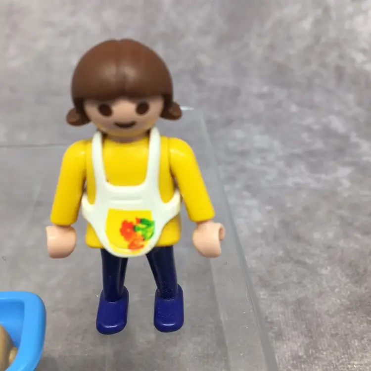 Playmobil Child w/ Bunny Rabbit in Basket-Flowers were painted on her apron