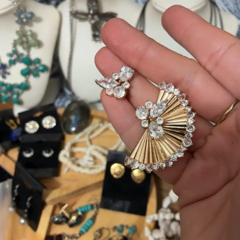 Rhinestone Fan Earrings