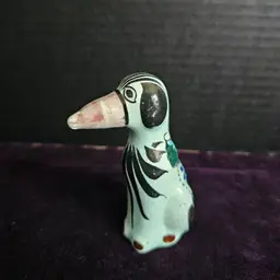 Mexican Pottery Hand Painted Weird Long Nose Dog Figurine 4" - small paint chip