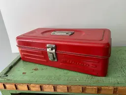 Red Union Made Metal Tool | Tackle Box. Retro Mid Century.