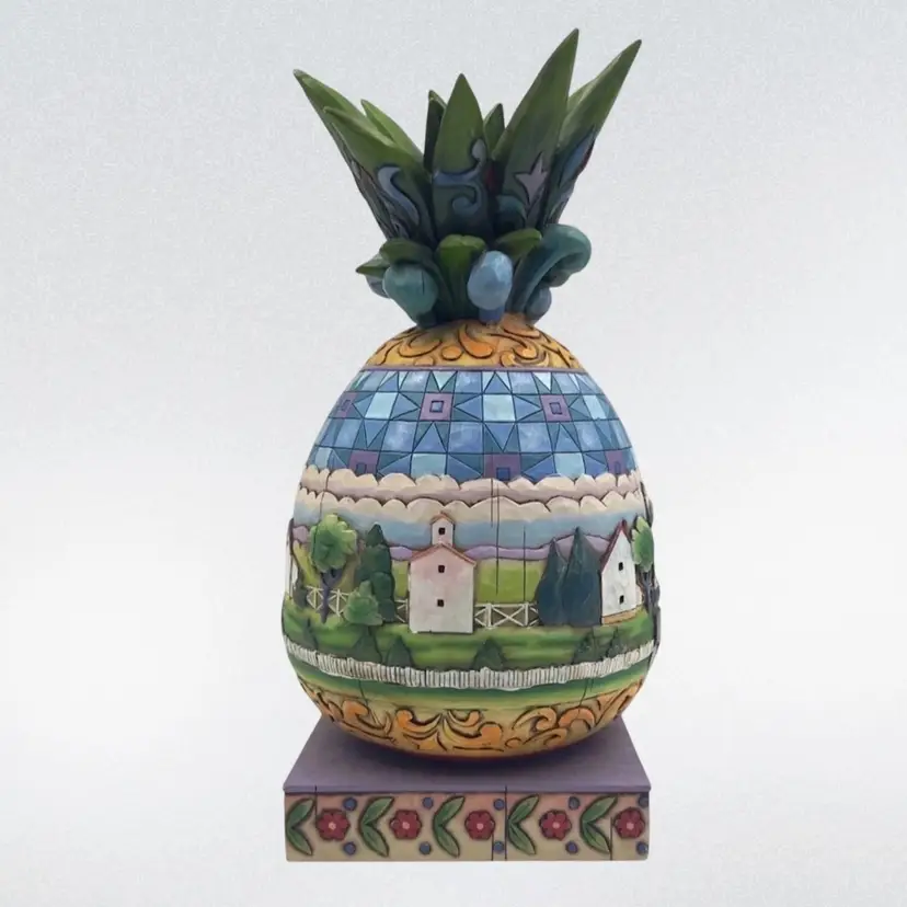 Jim Shore Pineapple Statue Figurine Heartwood Creek 2006 Village Scenery House Countryside Cottage Core