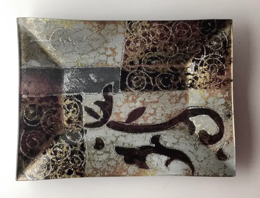 MCM Abstract Glass Vanity Tray Nice