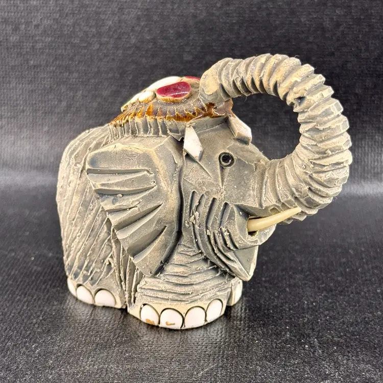 Vintage Artesania Rinconada Elephant Handcrafted Figurine Uruguay Retired Signed
