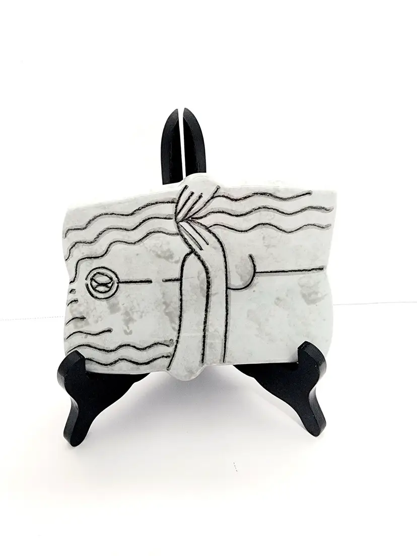 Palmer Abstract Art Pottery Home Decor/Artist Signed/Gray Marbled Glaze/Abstract Art/Pottery/Signed Palmer