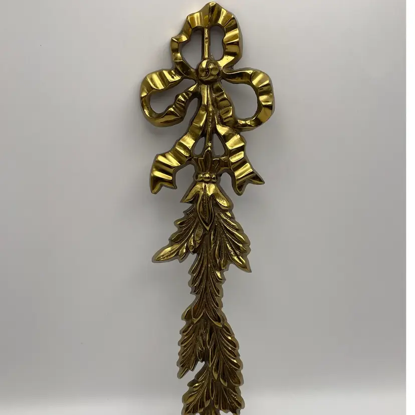 Vintage, Solid Brass, Bow and Leaves, Wall Plaque, 12 Inch, Made In India
