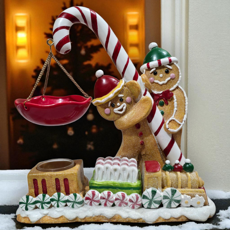 YANKEE CANDLE Gingerbread Men Train WAX MELT TART WARMER Christmas Candy RARE