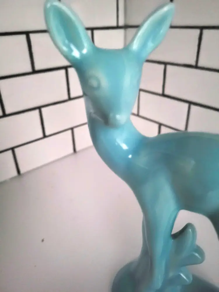 1930s Ceramic Powder Blue Deer Figure