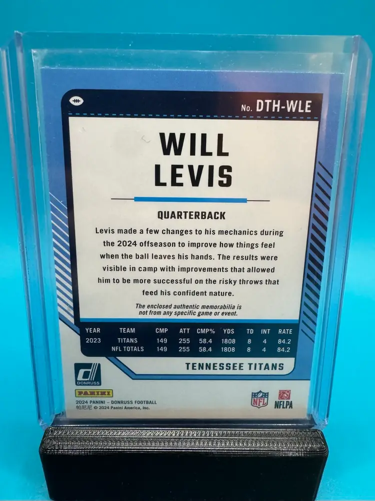 Will Levis Donruss Threads Jersey Relic Tennessee Titans