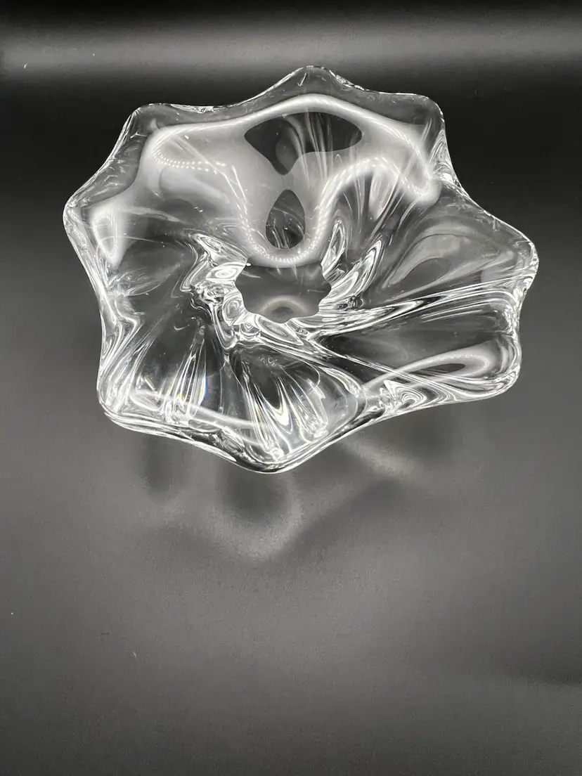 Baccarat France Crystal Cadix Pattern Free Form Candy Dish Ashtray 7"