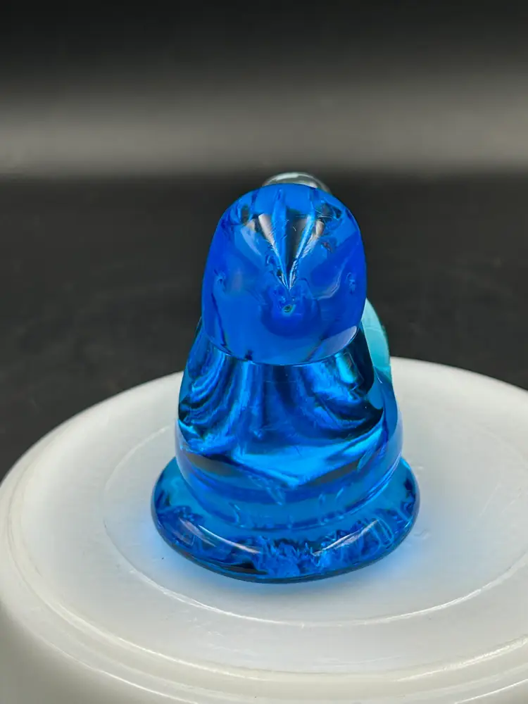Vintage blue glass blue bird of happiness signed Leo Ward 1992 Figurine
