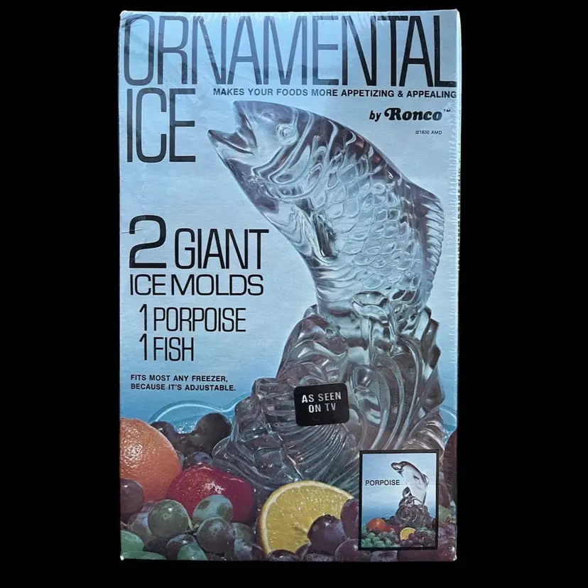 Two Giant Ornamental Ice Molds Fish Porpoise Vintage New Old Stock Ronco