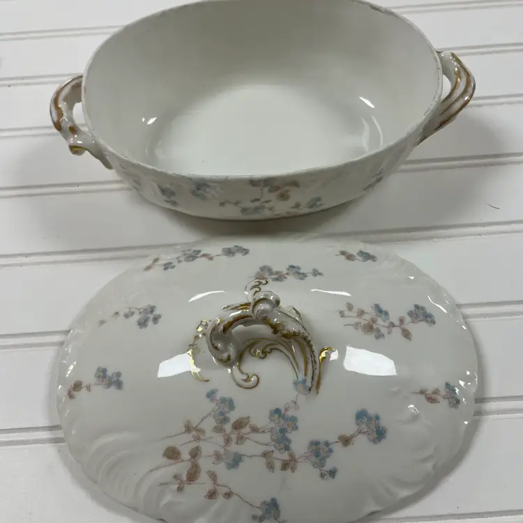 J.E. Frymier Haviland Limoges Covered Serving Dish Floral China Ware