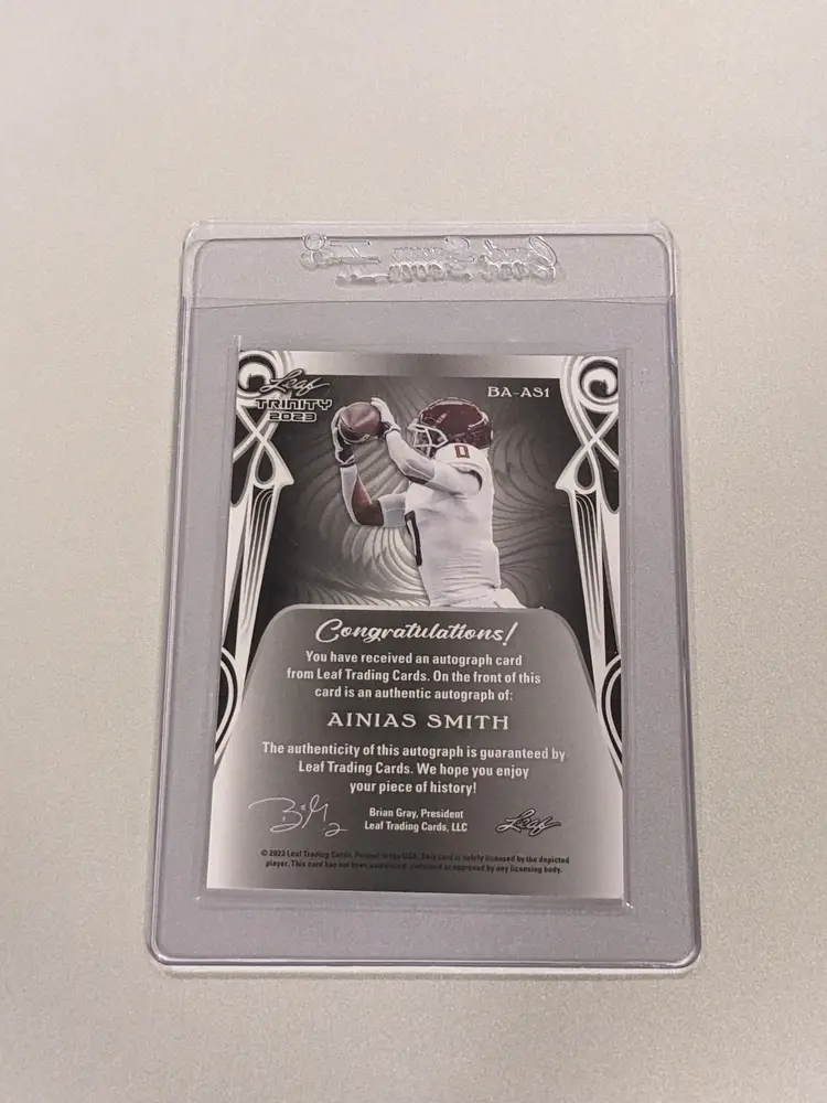 Ainias Smith 2023 Leaf Trinity - 18/50 Autograph #BA-AS1