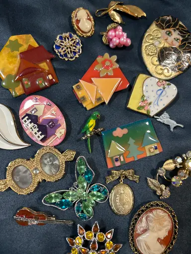 Brooch And Stick Pin Bonanza With Adored