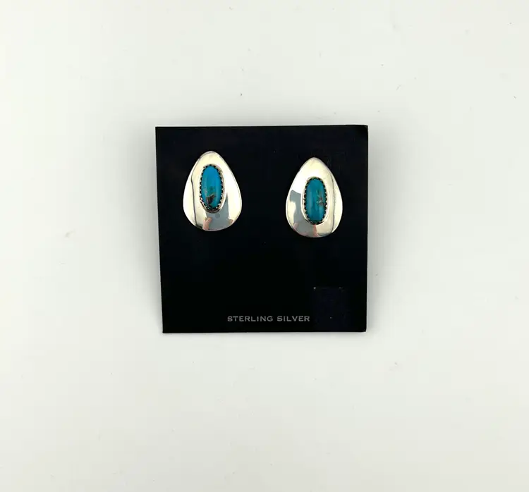 Sterling Silver Turquoise Pierced Earrings 1”