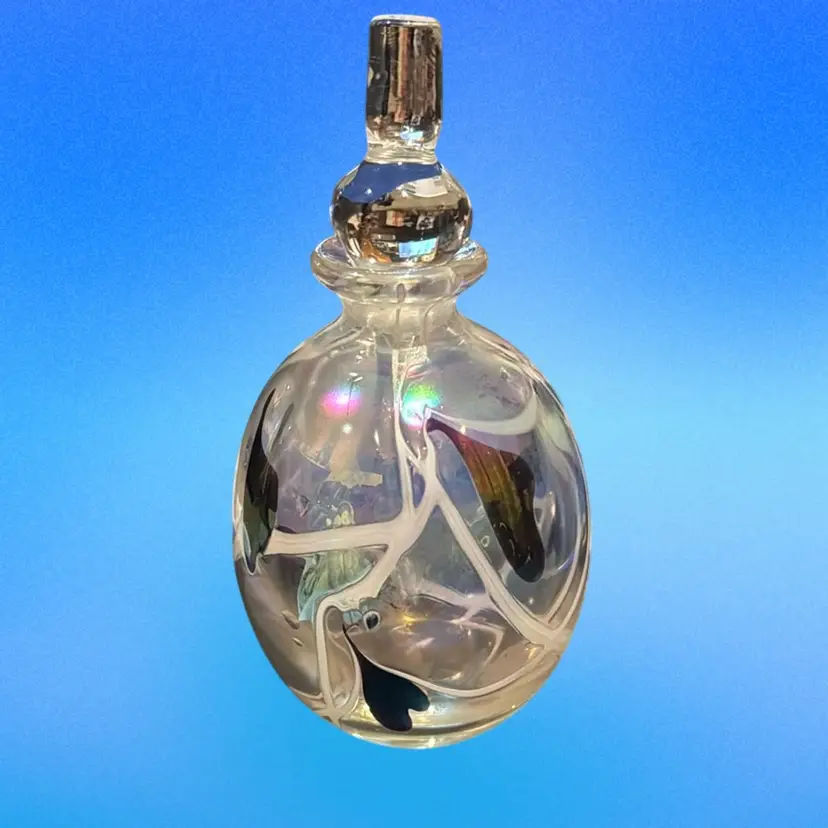 Iridescent Hung Hearts Perfume Bottle With Stopper
