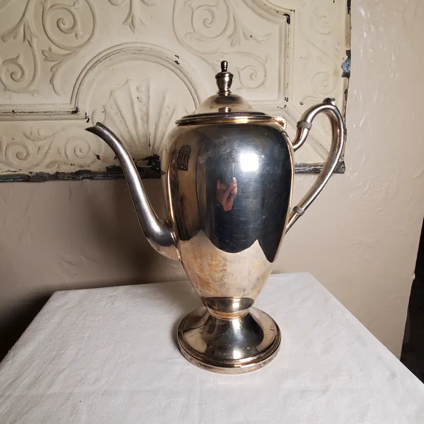 Vintage Academy Silver on Copper Coffeepot