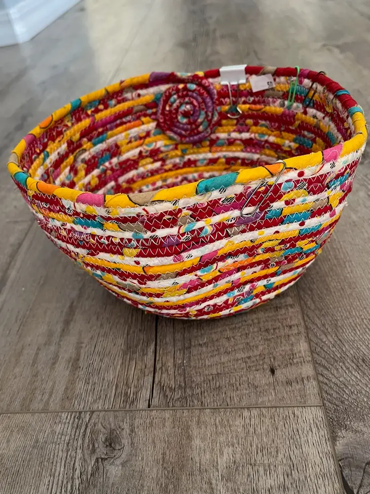 Woven Cloth Basket 5x8 Hand Crafted