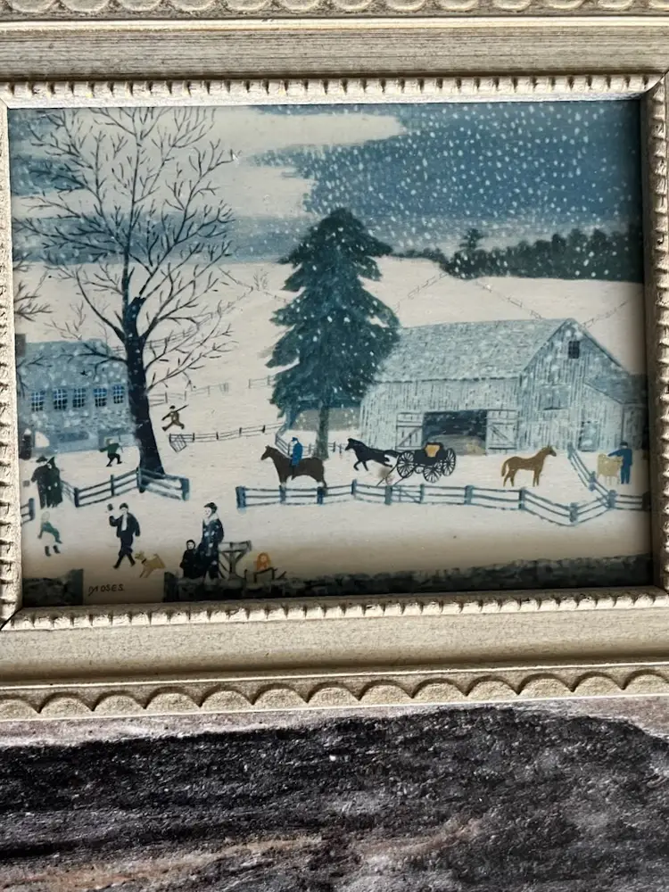 Grama Moses Winter Snow Scenes Framed Picture Set of 3 5x7