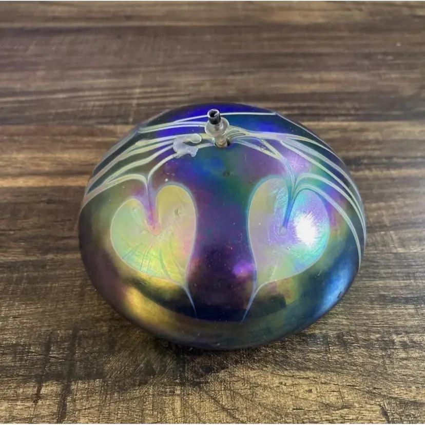 Eric Brakken Glasshouse Studio Gold Iridescent Hanging Hearts Vines Oil Lamp