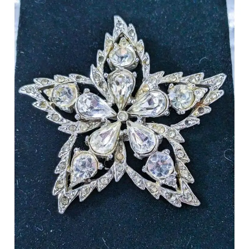 Vintage 1950's Rhinestone Sea Star Silver Tone Brooch