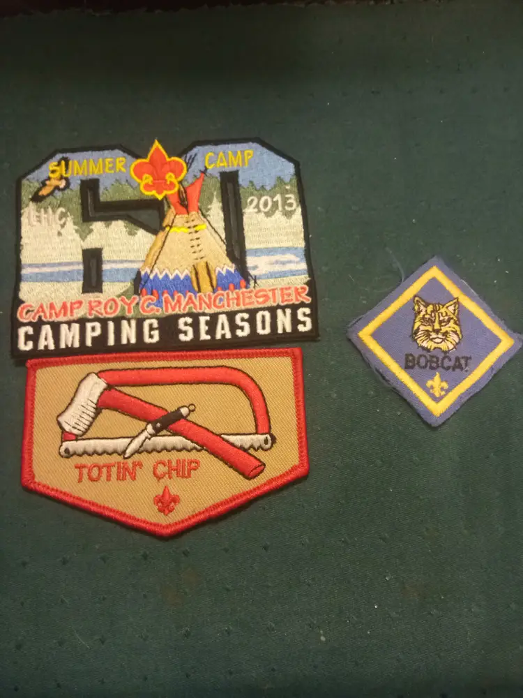 Boy Scout Patches and neckerchief slide.