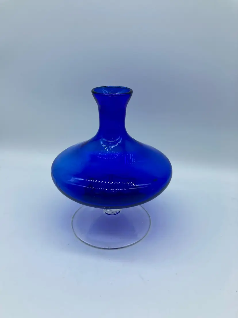 Cobalt Blue Vase with Clear Stand