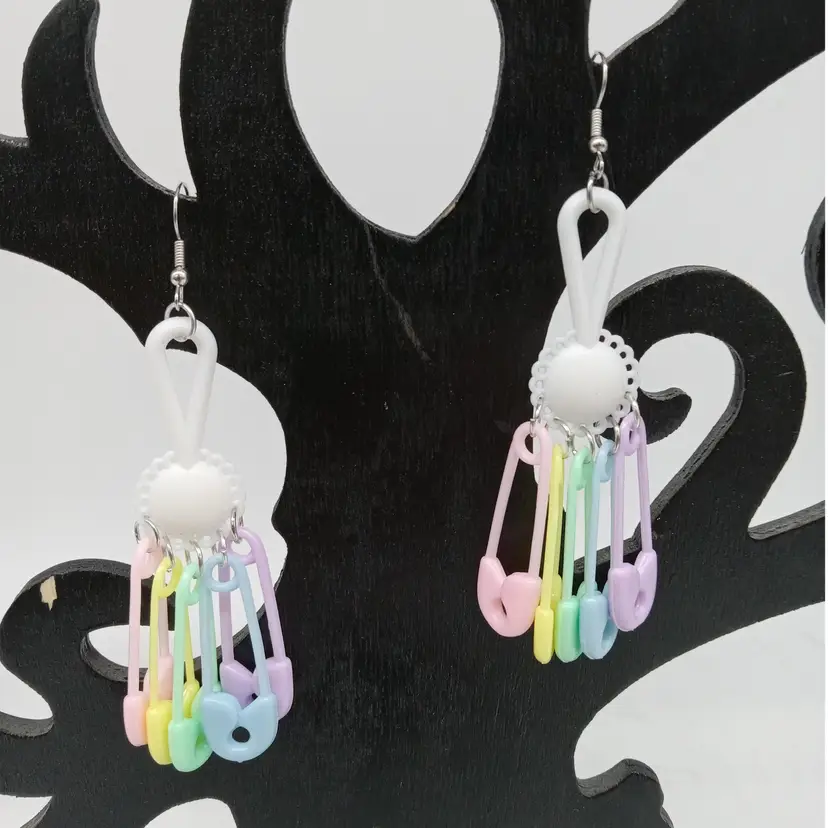 Pastel Punk/Goth Safetypin Earrings