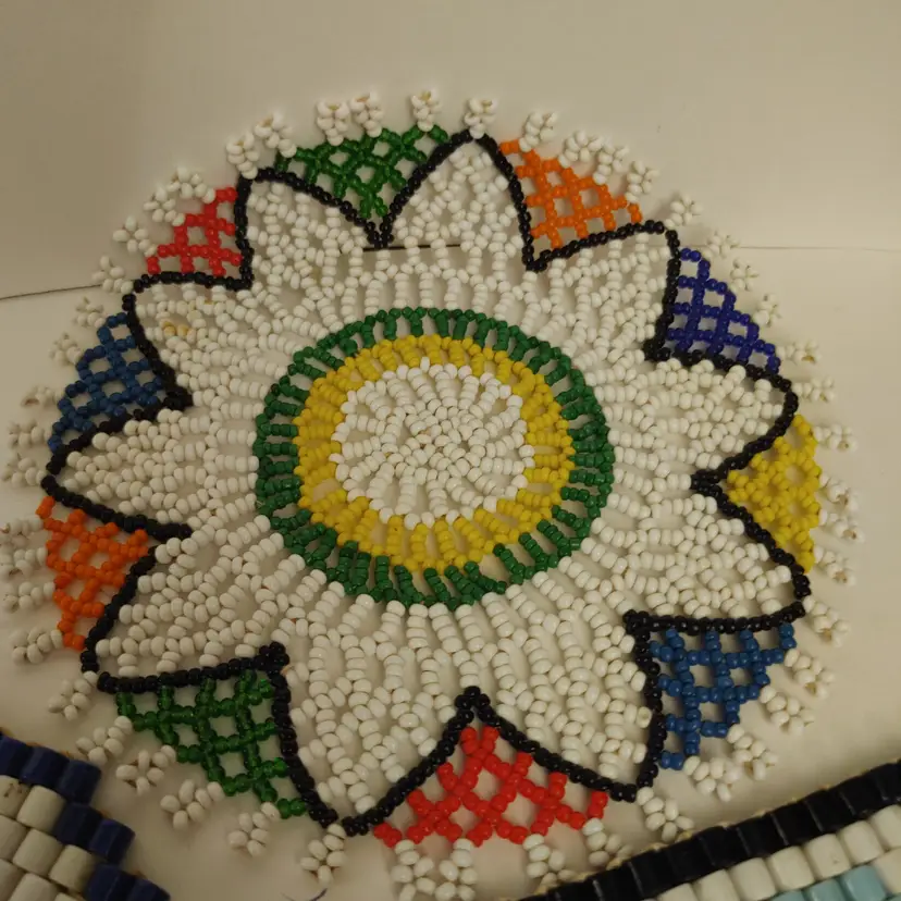 Beaded doily.