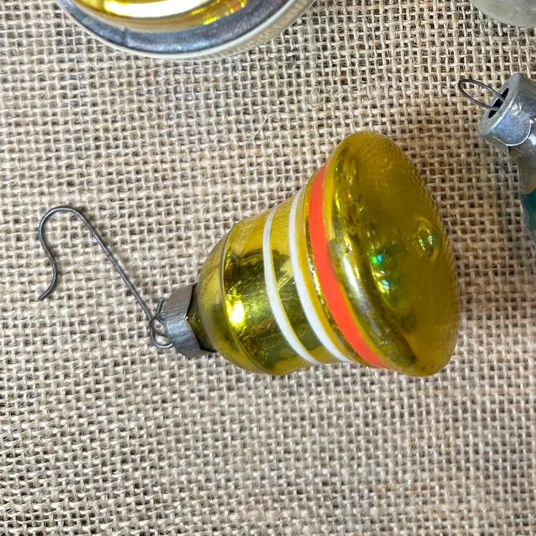 #10 Vintage Shiny Brite Mercury Glass Striped Bell Ornament  MCM Christmas Ornament