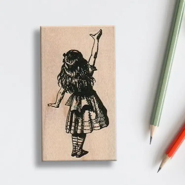 Alice In Wonderland Reaching Rubber Stamp