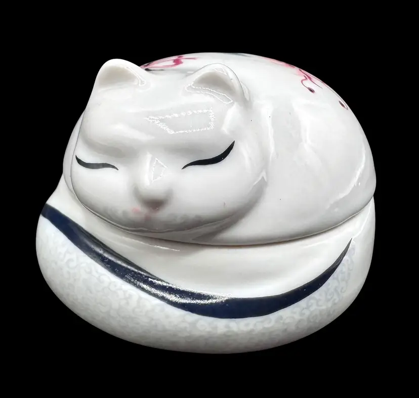 Vintage Cat Trinket Jewelry Box Elizabeth Arden Royal Pavilion Brighton Japan