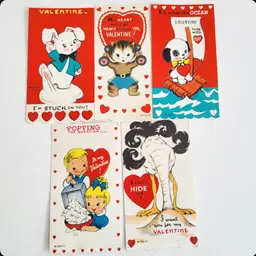 07 Lot of Vintage Valentine Fold Out Cards