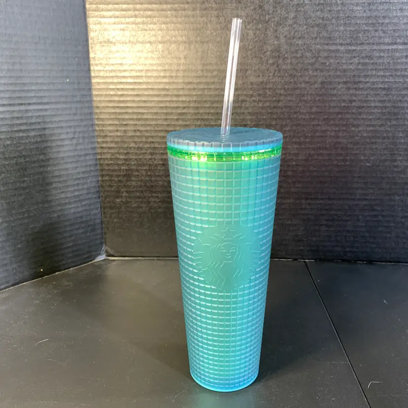 Starbucks 24oz Winter Mt. Dew Green Grid Tumbler 2022