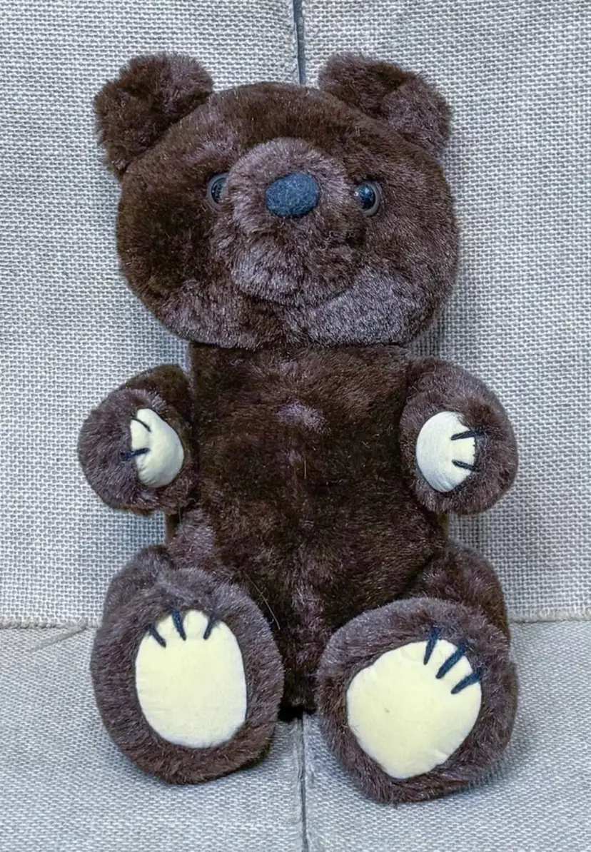 Vintage Dakin Chocolate Brown Jointed Plush Theodore Teddy Bear Stuffed Animal
