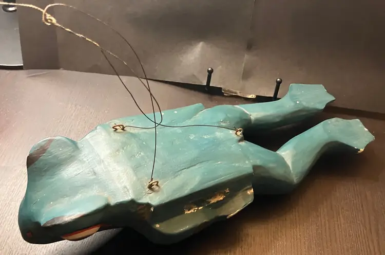 VTG Hand-carved Hanging Wooden Frog Unmarked