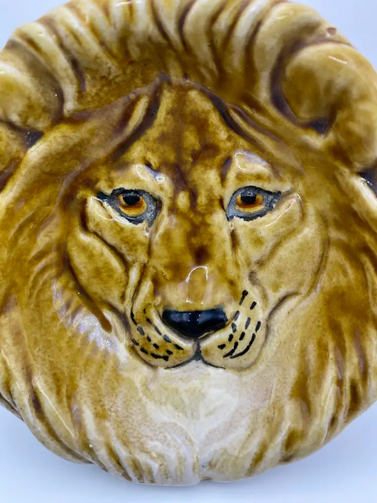 Lion Face Ceramic Trinket Dish Made In Italy