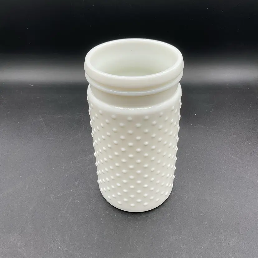 Vintage planter - milk glass hobnail vase/planter